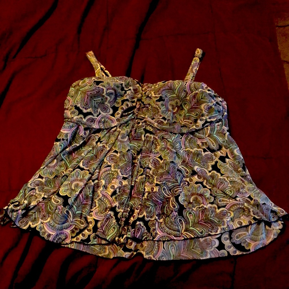 2 pc Tankini paisley flowing swimwear